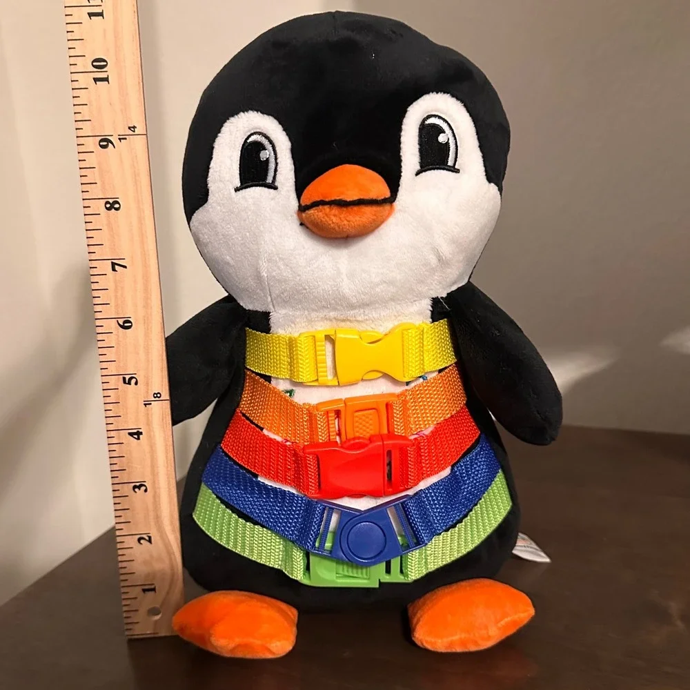 Buckle‎ Toy Blizzard Penguin Plush Sensory Toddler Educational Toy Black 11 Inch